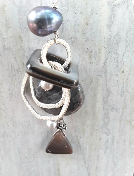 Sterling and semi precious stone necklace set - Picture 3 of 6